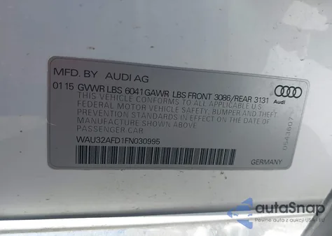 2015 Audi A8 L 4.0T z USA, uszkodzony, nr VIN WAU32AFD1FN030995